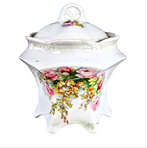 Antique Floral Art Nouveau Porcelain Jar Made In Germany Some Factory  Flaws